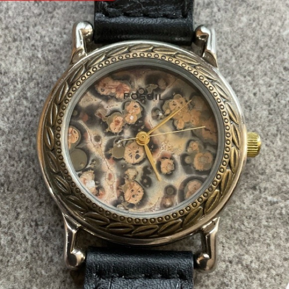 Fossil Accessories - 1993 RARE FOSSIL OXIDIZED MARBLE WATCH DT-3209 (000369)